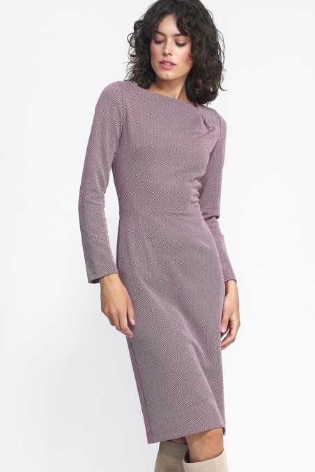 Robe bordeaux à chevrons avec plis à l'encolure - nife  