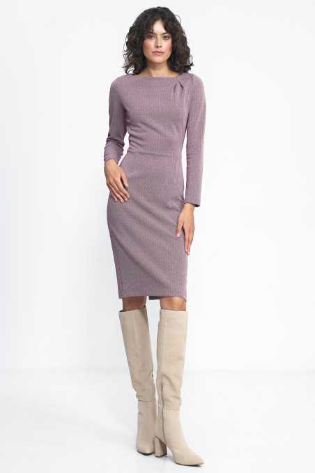 Robe bordeaux à chevrons avec plis à l'encolure - nife  