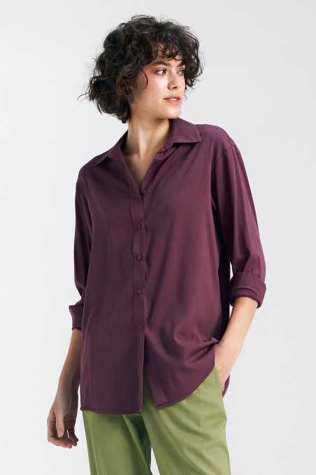 Chemise oversize en viscose - prune - nife  