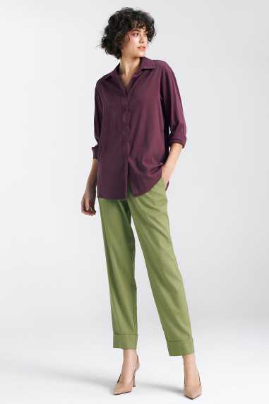 Chemise oversize en viscose - prune - nife  