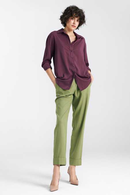 Chemise oversize en viscose - prune - nife  