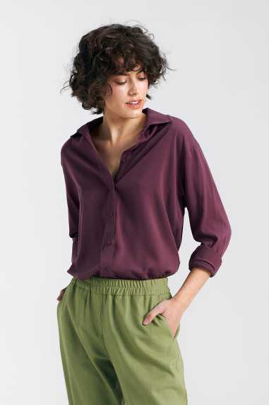 Chemise oversize en viscose - prune - nife  