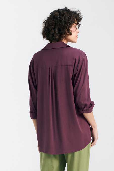 Chemise oversize en viscose - prune - nife  