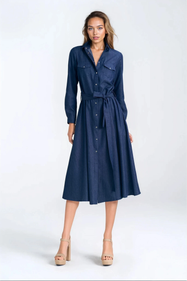 Robe en jean, fermée par des boutons-pression - denim - nife  