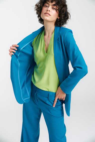 Veste longue en lin - bleue - nife  