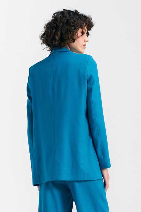 Veste longue en lin - bleue - nife  