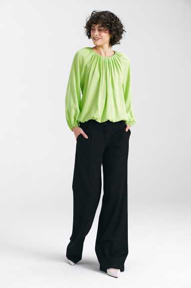 Pantalon large en lin - bleu - nife  