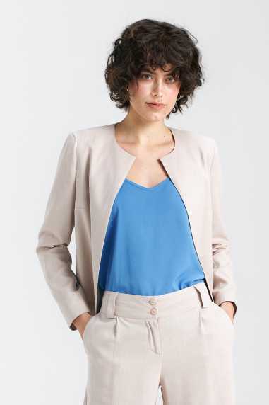 Veste en lin style Chanel - noire - nife  