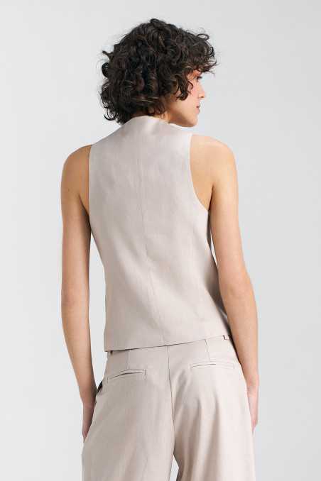 Gilet classique en lin - beige - nife  