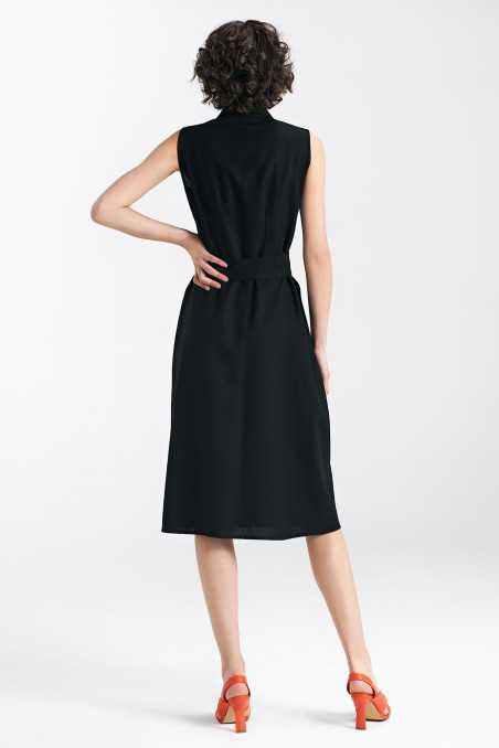 Robe sans manches à boutons-pression - noire - nife  