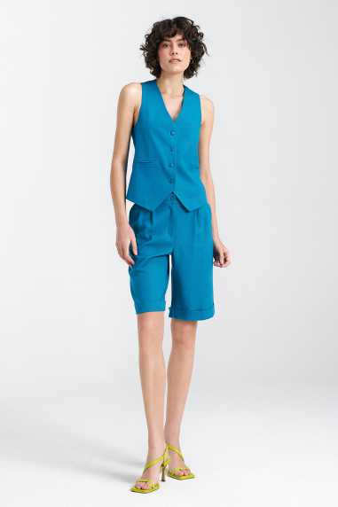 Short en lin - bleu - nife  