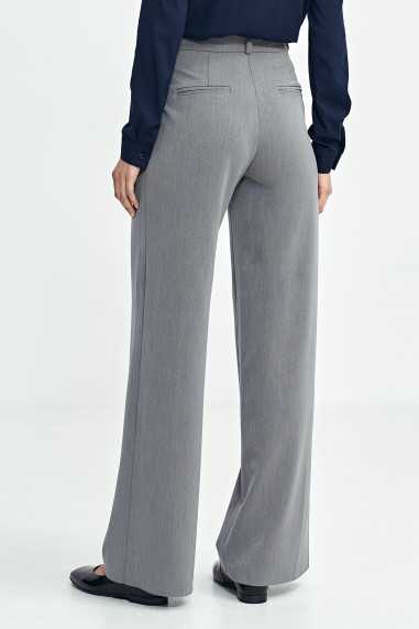 Spodnie z zakładkami, wide leg - szary  