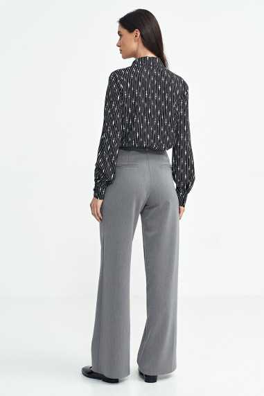 Spodnie z zakładkami, wide leg - szary  