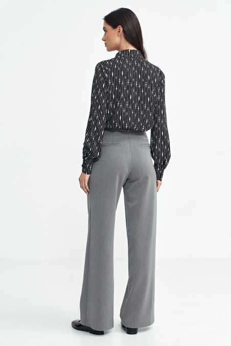 Spodnie z zakładkami, wide leg - szary  