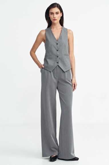 Spodnie z zakładkami, wide leg - szary  