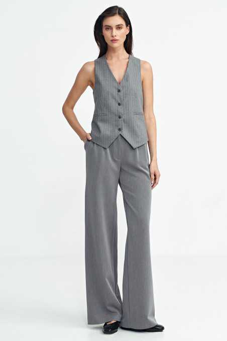 Spodnie z zakładkami, wide leg - szary  