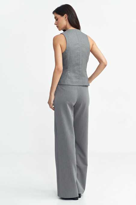 Spodnie z zakładkami, wide leg - szary  