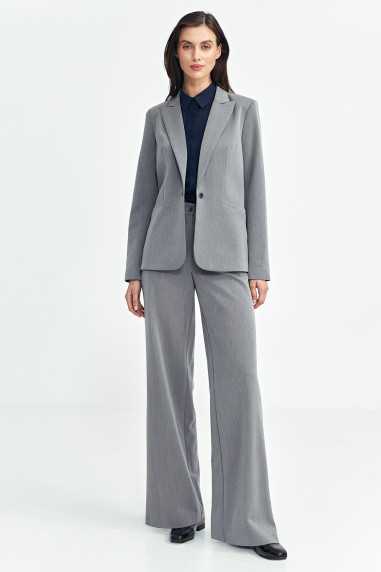 Spodnie z zakładkami, wide leg - szary  