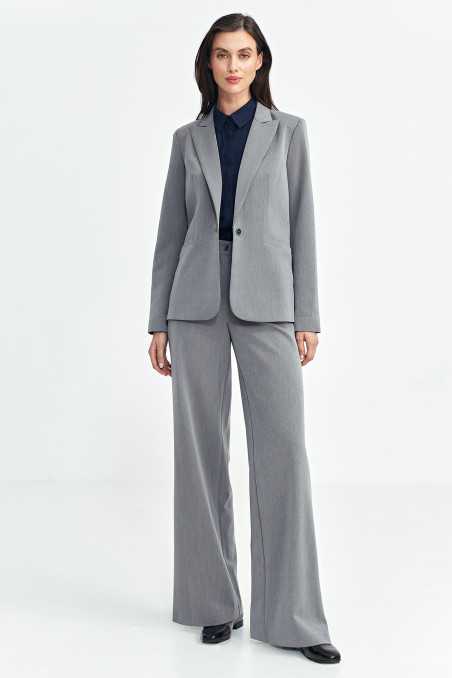 Spodnie z zakładkami, wide leg - szary  