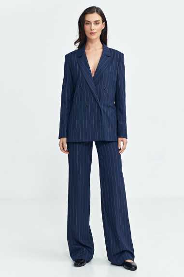 Pantalon bootcut à bouton dissimulé, finitions côtelées - beige - nife  