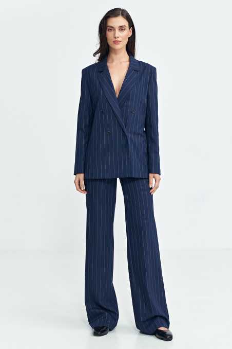 Pantalon bootcut à bouton dissimulé, finitions côtelées - beige - nife  