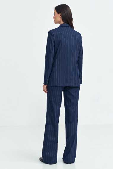 Pantalon bootcut à bouton dissimulé, finitions côtelées - beige - nife  