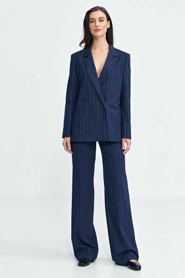 Pantalon bootcut à bouton dissimulé, finitions côtelées - beige - nife  