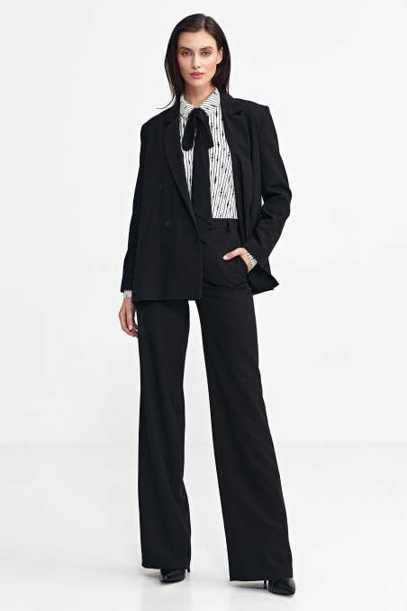 Pantalon bootcut à bouton dissimulé - Noir - nife  