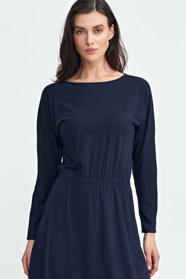 Robe à taille élastique - bleu marine - nife  