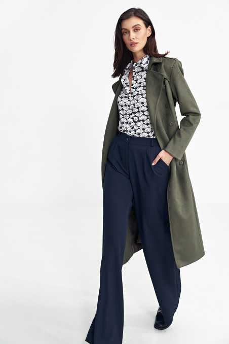 Manteau croisé en nubuck vert - nife  