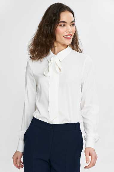 Blouse avec ceinture au cou - écru - nife  