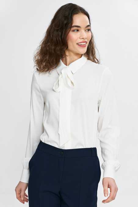 Blouse avec ceinture au cou - écru - nife  