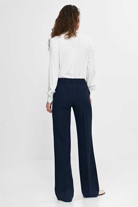 Pantalon à jambes larges avec taille élastiquée - bleu marine - nife  