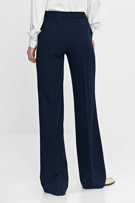 Pantalon à jambes larges avec taille élastiquée - bleu marine - nife  