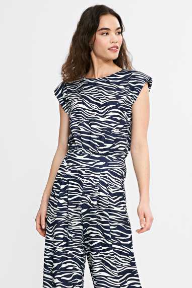 Combinaison palazzo - motif zèbre - bleu marine - nife  