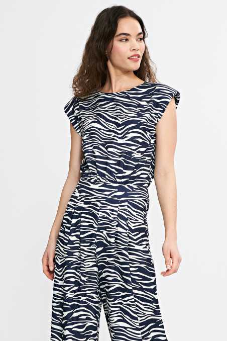 Combinaison palazzo - motif zèbre - bleu marine - nife  