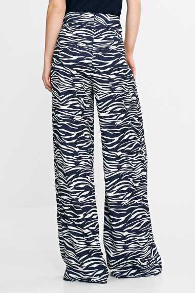Pantalon palazzo - motif zèbre - bleu marine - nife  