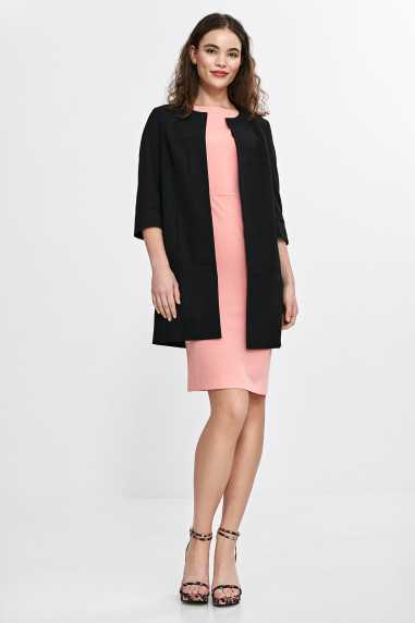 Veste longue à coutures apparentes, manches 3/4 - noire - nife  