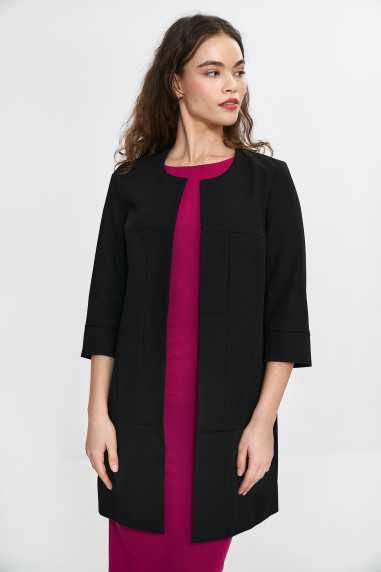 Veste longue à coutures apparentes, manches 3/4 - noire - nife  