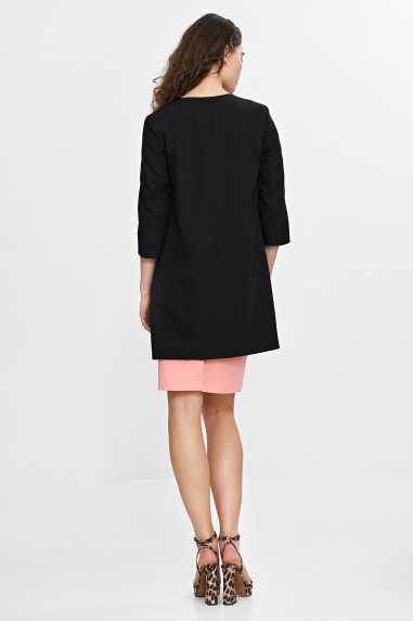 Veste longue à coutures apparentes, manches 3/4 - noire - nife  