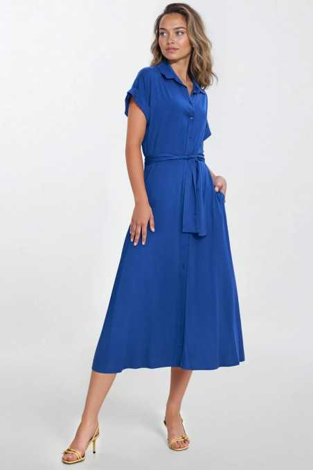 Robe-chemise midi - bleuet - nife  
