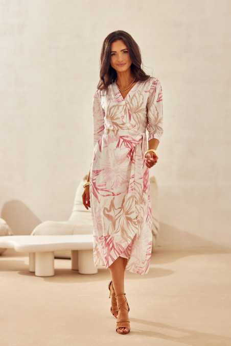 Mirella - robe portefeuille midi à manches 3/4