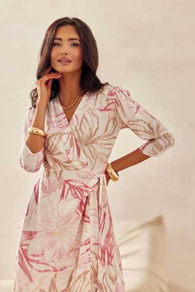 Mirella - robe portefeuille midi à manches 3/4