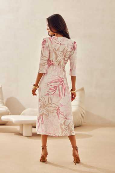 Mirella - robe portefeuille midi à manches 3/4