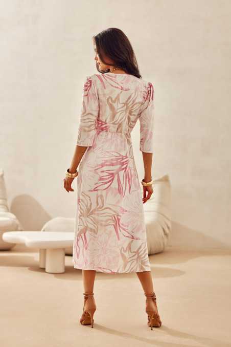 Mirella - robe portefeuille midi à manches 3/4