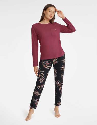 Piżama Garden 40929-83X Bordowo-Czarna 