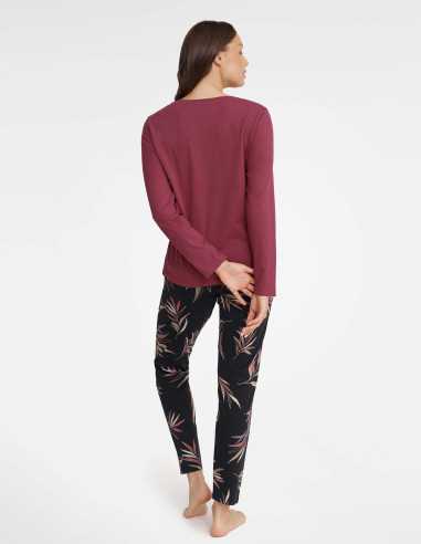 Piżama Garden 40929-83X Bordowo-Czarna 