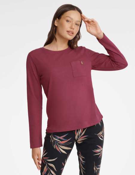 Piżama Garden 40929-83X Bordowo-Czarna 