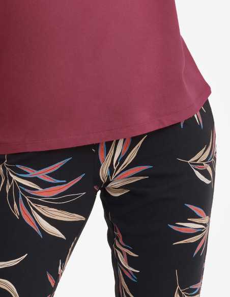 Piżama Garden 40929-83X Bordowo-Czarna 