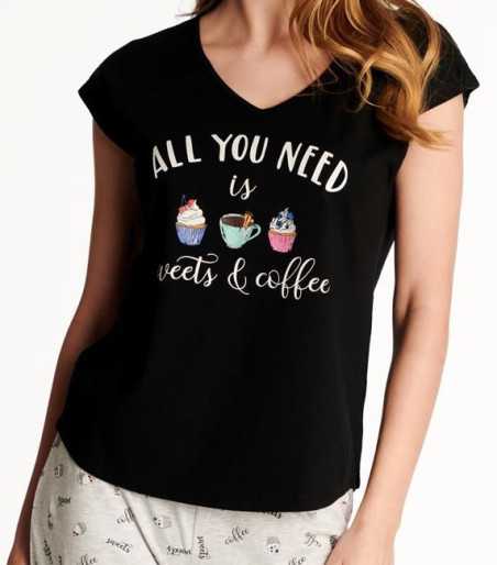 Piżama Westley 38262-99X Czarno-Szara 